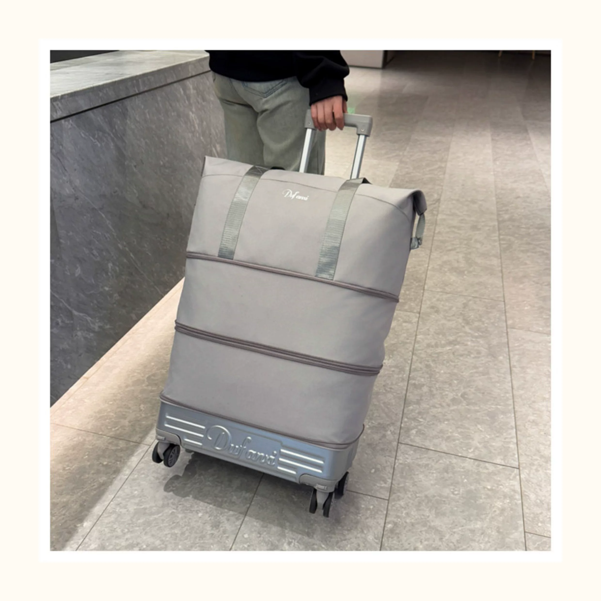 万向轮背拉两用旅行包带拉杆新款行李袋收纳包瑜伽待产出差手提包 26