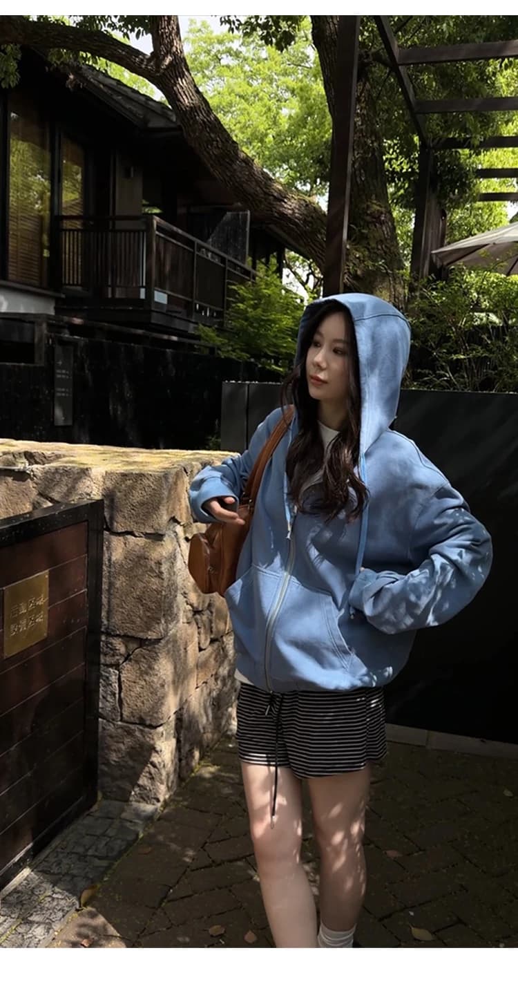 D YANGJUN 2026春季新款抽绳连帽拉链长袖卫衣外套巨好看上衣 31