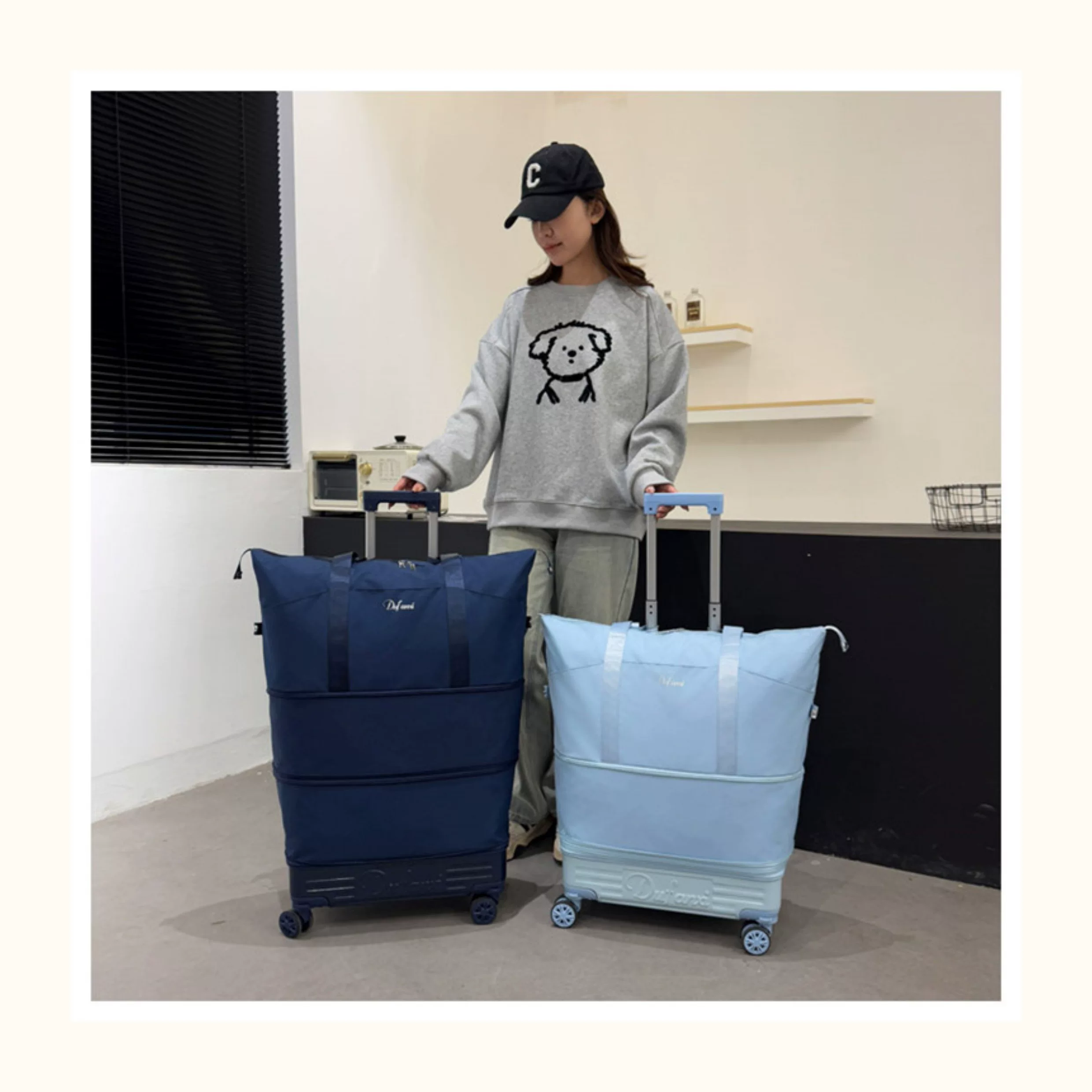 万向轮背拉两用旅行包带拉杆新款行李袋收纳包瑜伽待产出差手提包 44