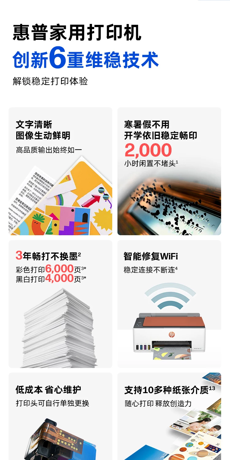 HP惠普tank599彩色喷墨连供家用小型打印机复印扫描一体机592墨仓式连接手机无线学生作业A4照片家庭办公专用 10
