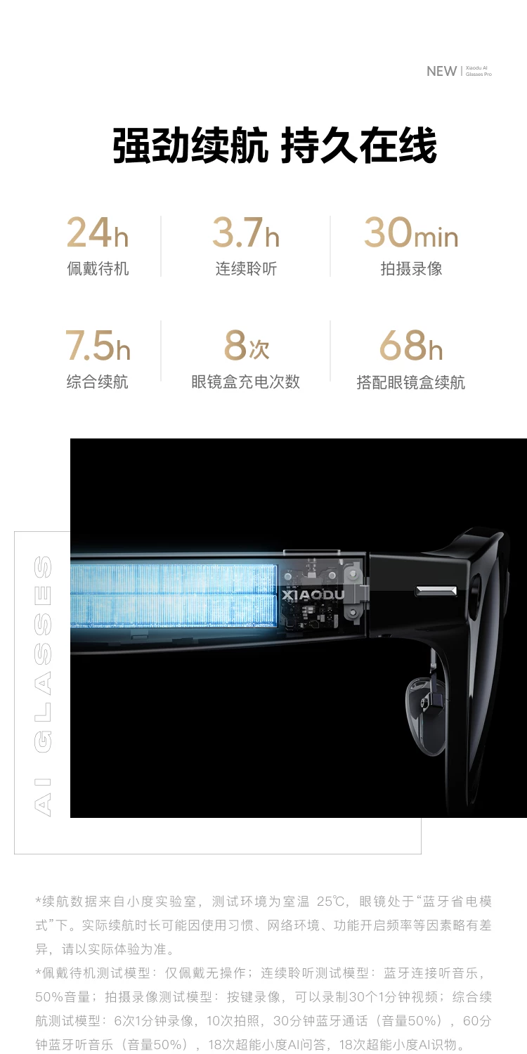 【重磅新品】小度AI眼镜Pro 拍照翻译备忘录AI智能眼镜AI识物 拍视频蓝牙无线连接可充电 10